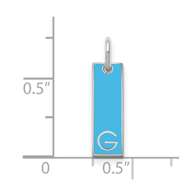 14K White Gold Small Epoxy Initial Bar Charm
