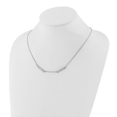 Sterling Silver/Rhodium-plated Brushed 2 Station Necklace