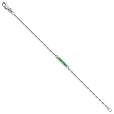 Sterling Silver/Rhodium-plated Brushed 1 Station w/Epoxy Bracelet