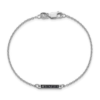Sterling Silver/Rhodium-plated Brushed 1 Station w/Epoxy Bracelet