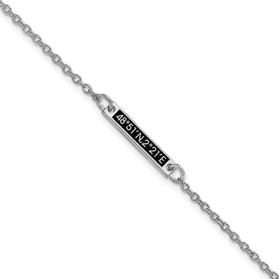Sterling Silver/Rhodium-plated Brushed 1 Station w/Epoxy Bracelet