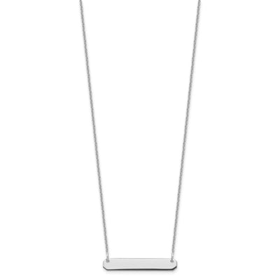 14K White Gold Small Blank Bar Necklace, 18 x 26mm