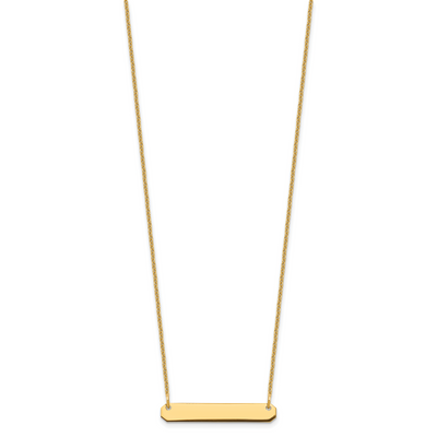 14K Yellow Gold Small Blank Bar Necklace, 18 x 26mm
