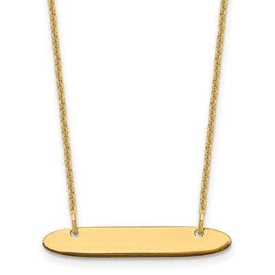 14K Yellow Gold Small Oblong Blank Bar Necklace