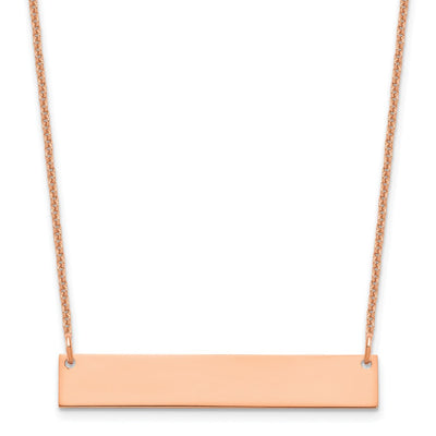 14K Rose Gold Medium Blank Bar Necklace, 18 x 32mm