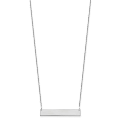 14K White Gold Medium Blank Bar Necklace, 18 x 32mm