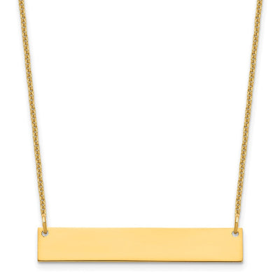 14K Yellow Gold Medium Blank Bar Necklace, 18 x 32mm