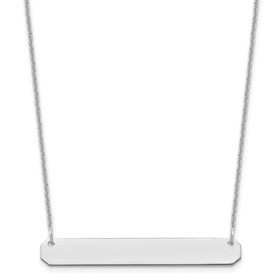 14K White Gold Medium Blank Bar Necklace, 18 x 40mm