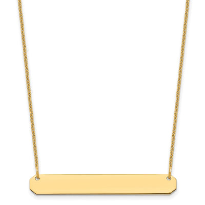 14K Yellow Gold Medium Blank Bar Necklace, 18 x 40mm