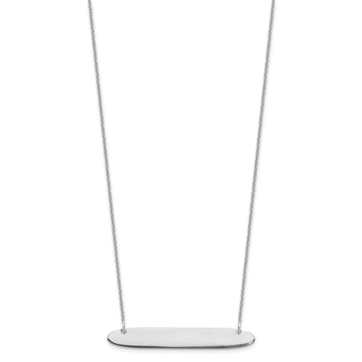 10K White Gold Medium Oblong Blank Bar Necklace