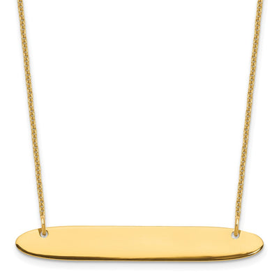 14K Yellow Gold Medium Oblong Blank Bar Necklace