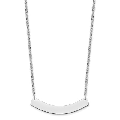 Sterling Silver/Rhodium-plated Medium Curved Blank Bar Necklace