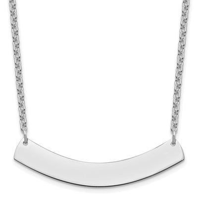 Sterling Silver/Rhodium-plated Medium Curved Blank Bar Necklace