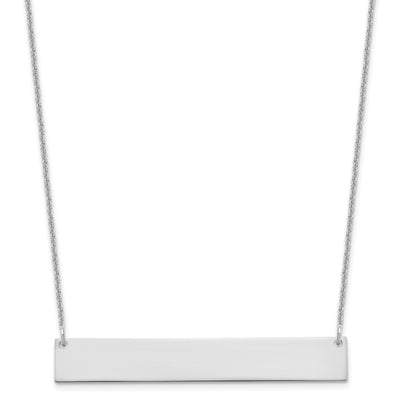 14K White Gold Large Blank Bar Necklace, 18 x 46mm