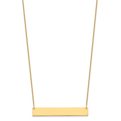 14K Yellow Gold Large Blank Bar Necklace, 18 x 46mm