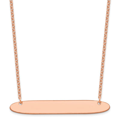 Sterling Silver/Rose-plated Large Oblong Blank Bar Necklace