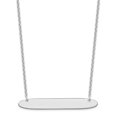 Sterling Silver/Rhodium-plated Large Oblong Blank Bar Necklace