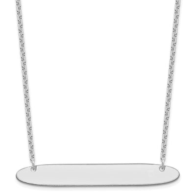 Sterling Silver/Rhodium-plated Large Oblong Blank Bar Necklace