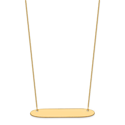 14K Yellow Gold Large Oblong Blank Bar Necklace