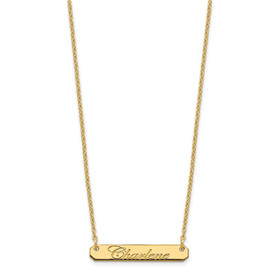 Sterling Silver/Gold-plated Small EDEARDIAN SCRIPT BAR Necklace