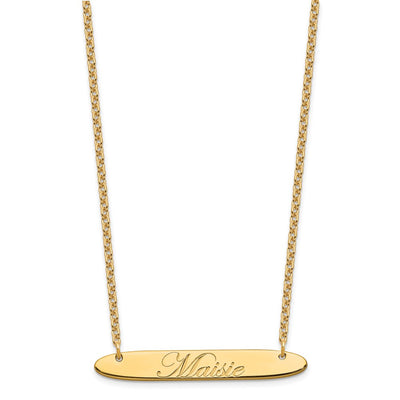 SS/Gold-plated Medium Oblong EDEARDIAN SCRIPT Bar Necklace