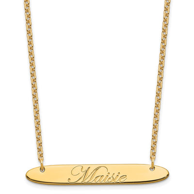 SS/Gold-plated Medium Oblong EDEARDIAN SCRIPT Bar Necklace