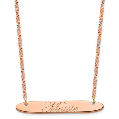 SS/Rose-plated Medium Oblong EDWARDIAN SCRIPT Bar Necklace