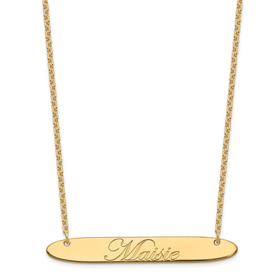 SS/Gold-plated Large Oblong EDEARDIAN SCRIPT Bar Necklace