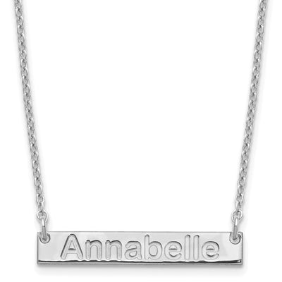 Sterling Silver/Rhod-plated Small ARIAL ROUNDED Bar Necklace