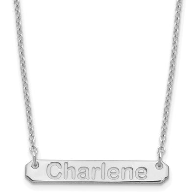 SS/Rhodium-plated Small Polished Arial Rounded Bar Necklace
