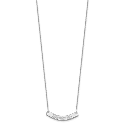 10K White Gold Small ARIAL ROUNDED Curved Bar Necklace