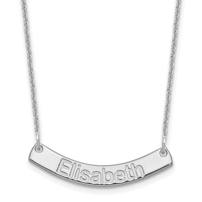 10K White Gold Small ARIAL ROUNDED Curved Bar Necklace