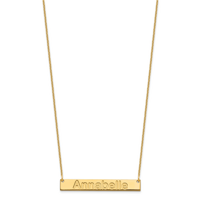 14K Yellow Gold Medium Arial Rounded Bar Necklace, 18 x 38mm