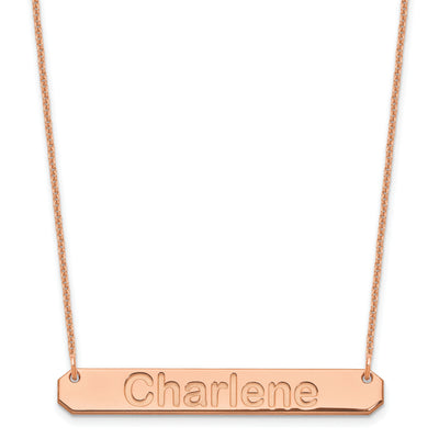 14K Rose Gold Medium Arial Rounded Bar Necklace, 18 x 40mm