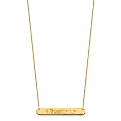 14K Yellow Gold Medium Arial Rounded Bar Necklace, 18 x 40mm