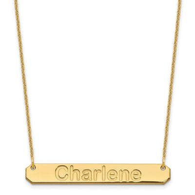 14K Yellow Gold Medium Arial Rounded Bar Necklace, 18 x 40mm