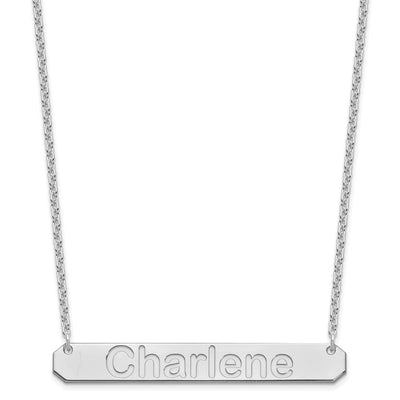 Sterling Silver/Rhodium-plated Large ARIAL ROUNDED Bar Necklace
