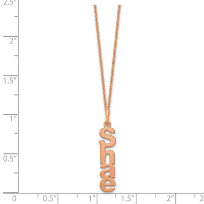 14K Rose Gold Brushed Vertical 1 Name Charm Necklace