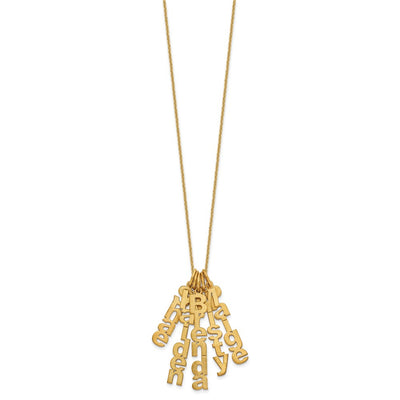 14K Yellow Gold Brushed Vertical 5 Name Charm Necklace