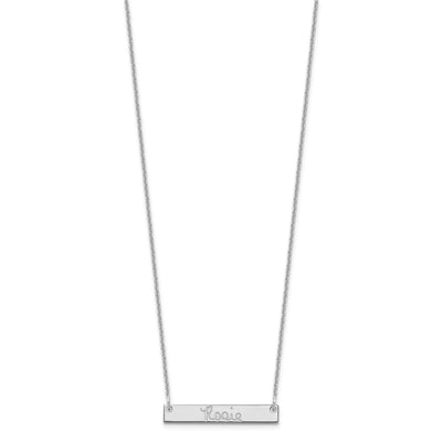 14K White Gold Small Signature Bar Necklace