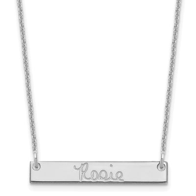 14K White Gold Small Signature Bar Necklace