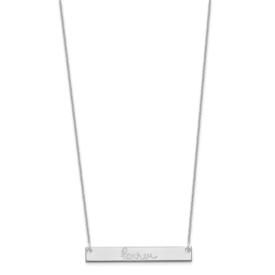 14K White Gold Medium Signature Bar Necklace