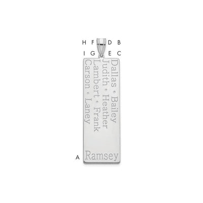10K White Gold 8 Name Family Pendant