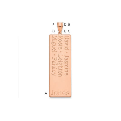 14K Rose Gold 6 Name Family Pendant