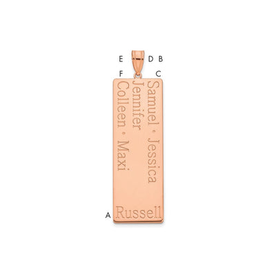 14K Rose Gold 5 Name Family Pendant