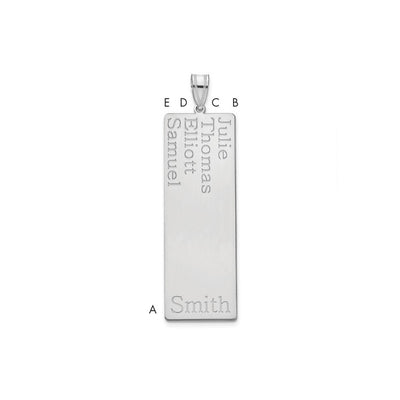 14K White Gold 4 Name Family Pendant