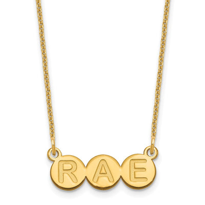 14K Yellow Gold 3 Letter Bubble Necklace
