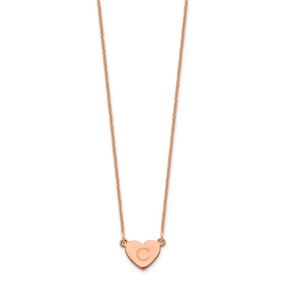 14K Rose Gold Initial Heart Necklace