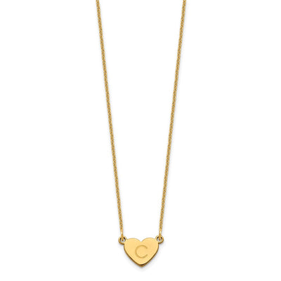 14K Yellow Gold Initial Heart Necklace