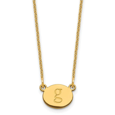14K Yellow Gold Oval Initial Necklace